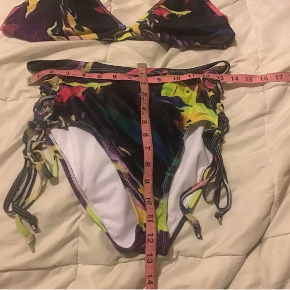 Viottiset XL multicolored 3 pieces high waist bikini maxi swimsuit cover-up NWOT - Picture 10 of 11